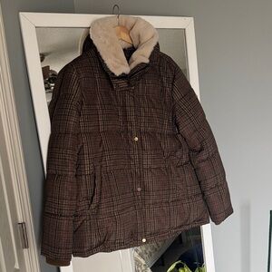 Ralph Lauren Checkered Brown Puffer Jacket
